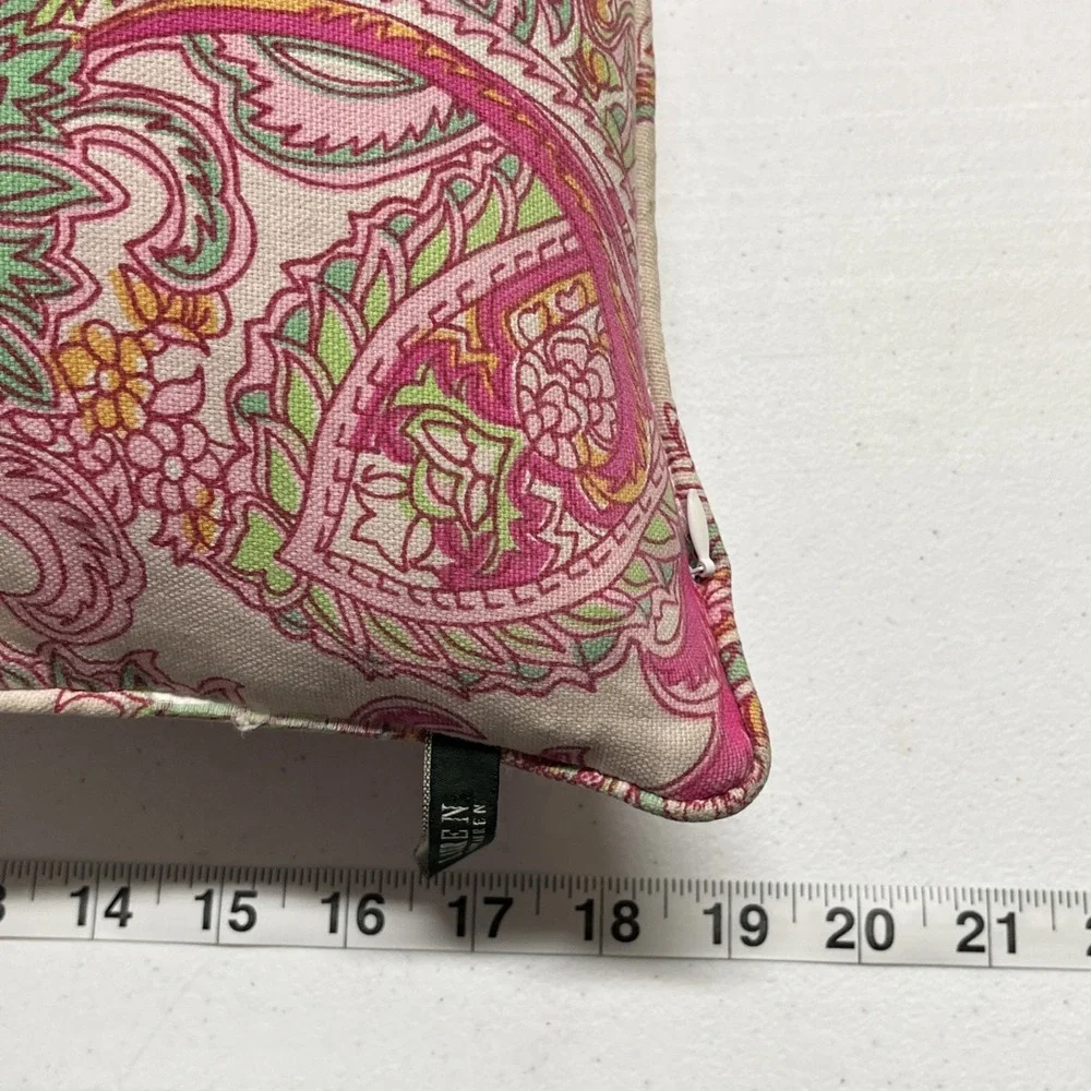 Lauren Ralph Lauren Throw Pillows Pink Paisley Down Filled Set Of 3 Preppy